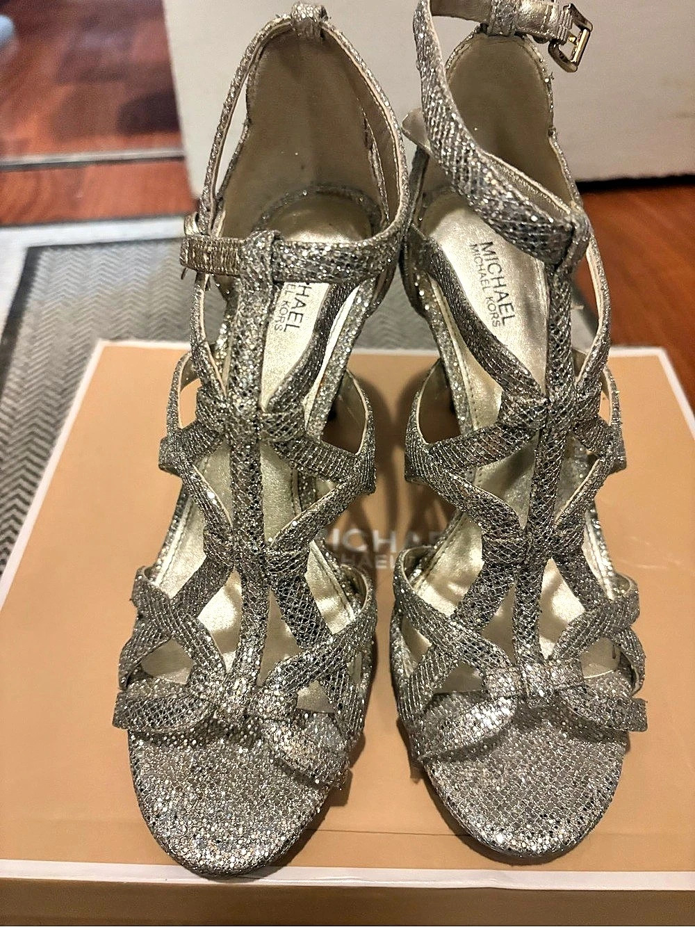 Michael Kors Sandra Platform Heels in Silver US 7.5 Like New
